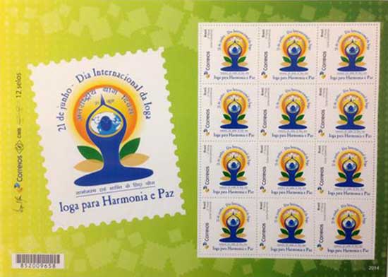 Customised stamp on International Yoga Day from Brazil