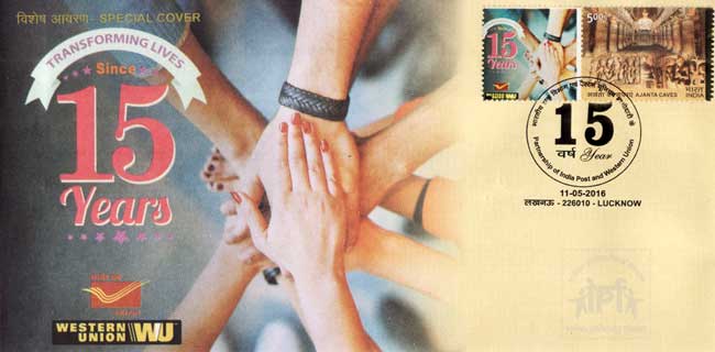 Special Cover on 15 years of Partnership of India Post and Western Union 