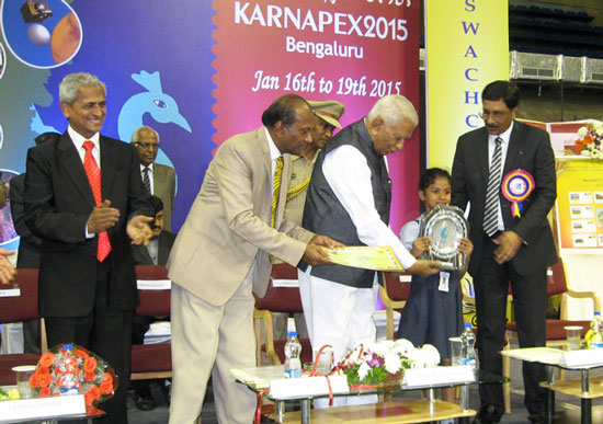Ms. Sanvi Suresh receiving award at Karnapex 2015